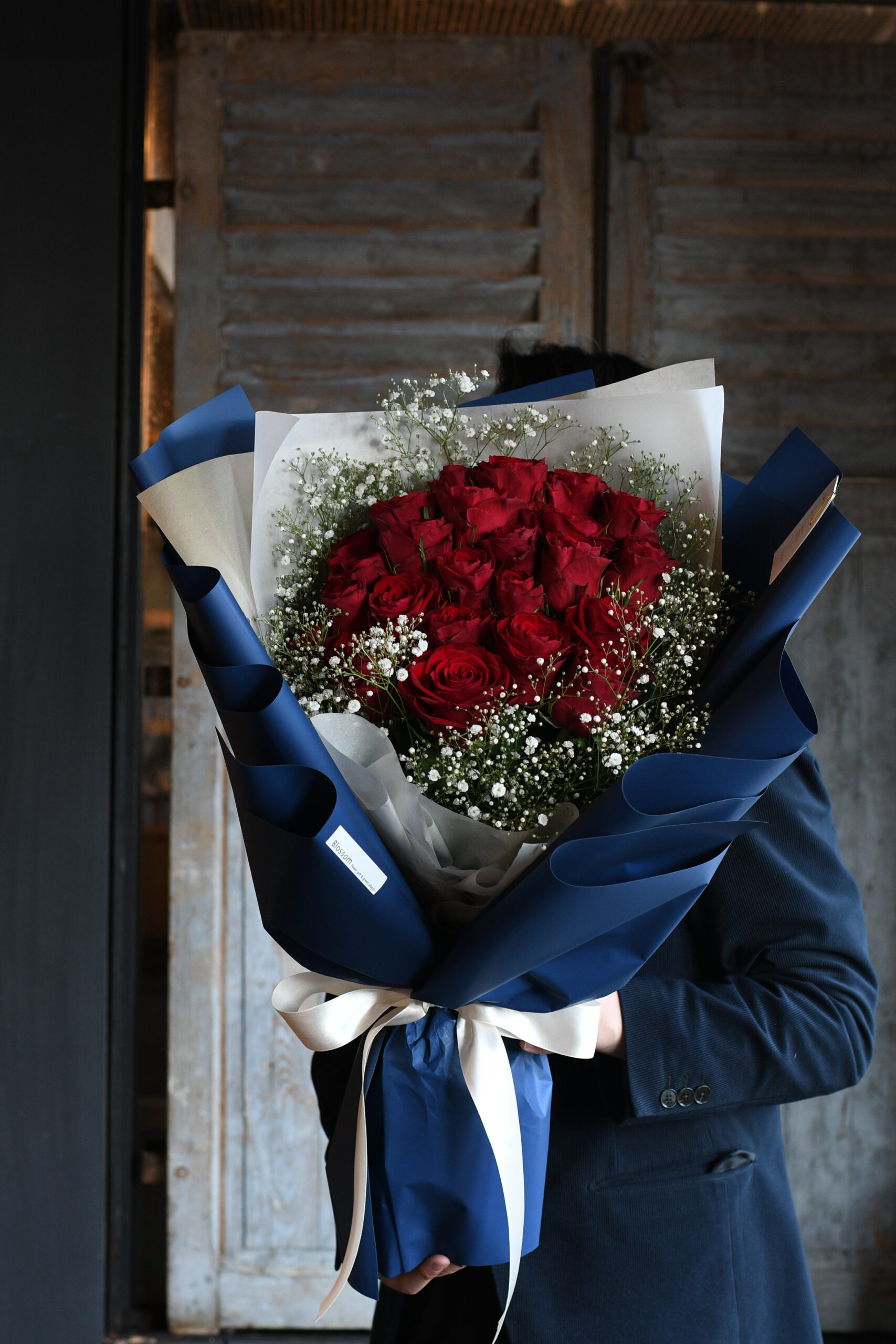 「ディープブルー×赤薔薇」プロポーズリングドレスブーケ