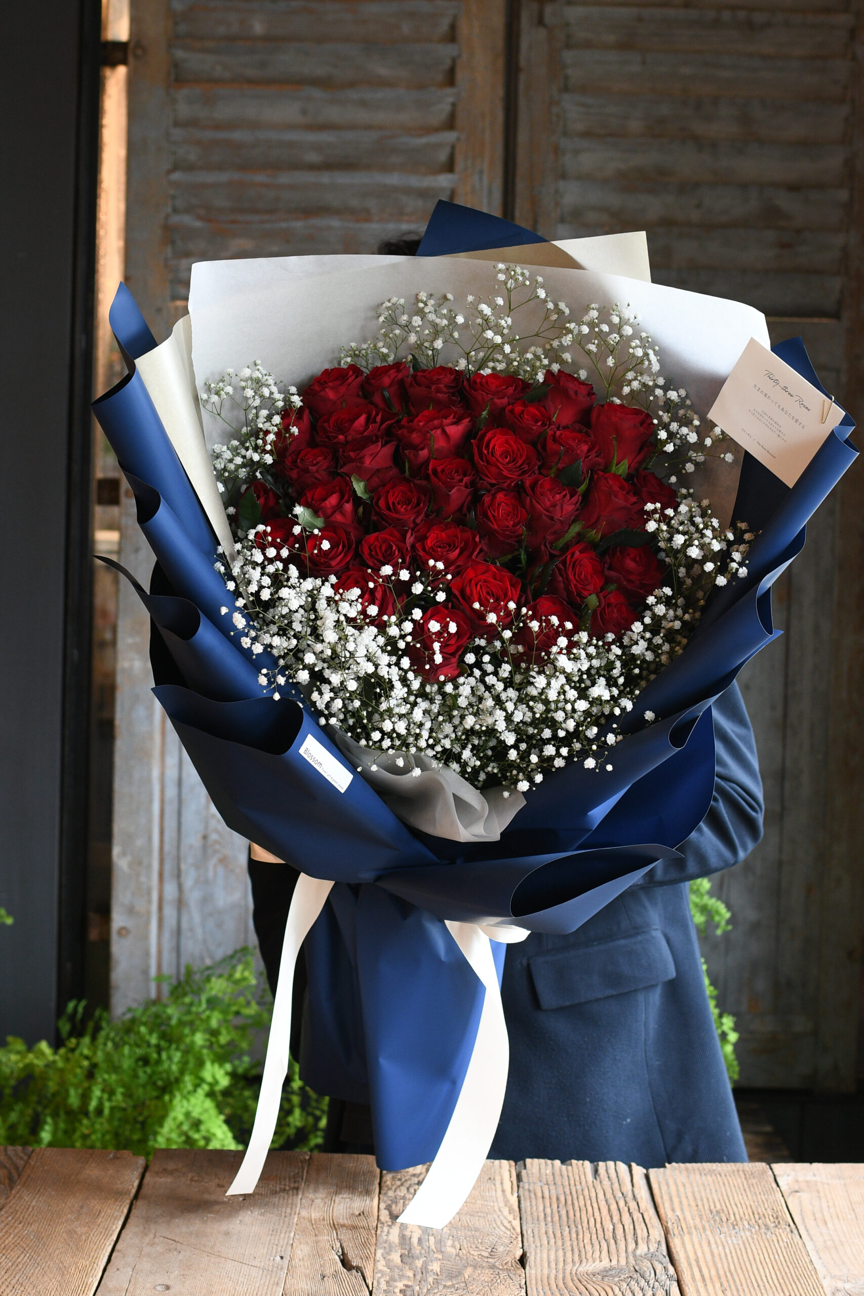 「ディープブルー×赤薔薇」プロポーズリングドレスブーケ