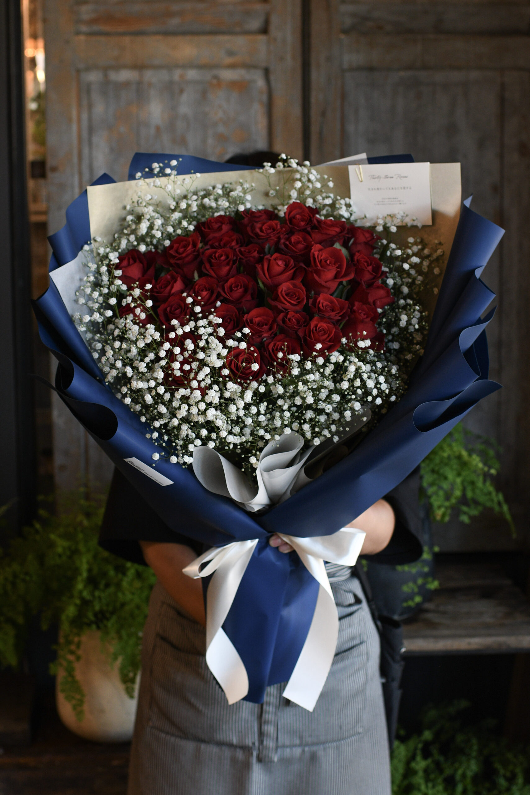 「ディープブルー×赤薔薇」プロポーズリングドレスブーケ