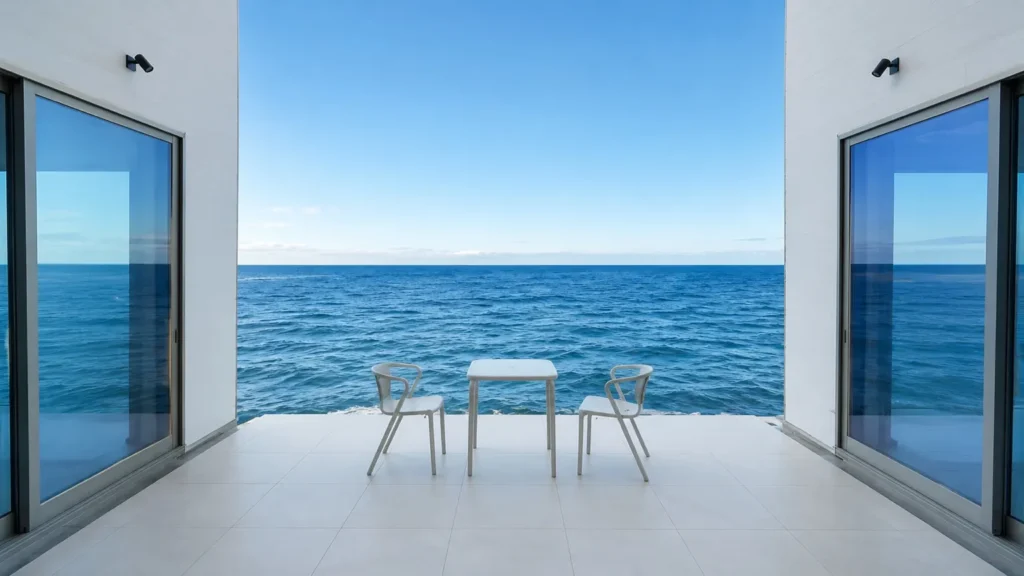 淡路島の海を目の前に望むS.CORRIDORのテラス