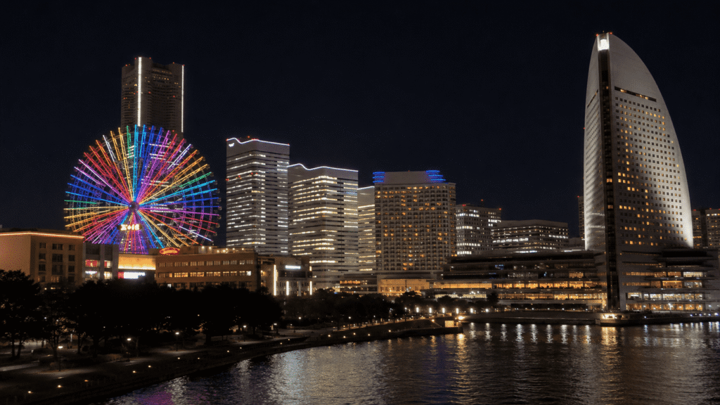 インターコンチネンタル横浜Pier 8の客室から望むみなとみらいの夜景