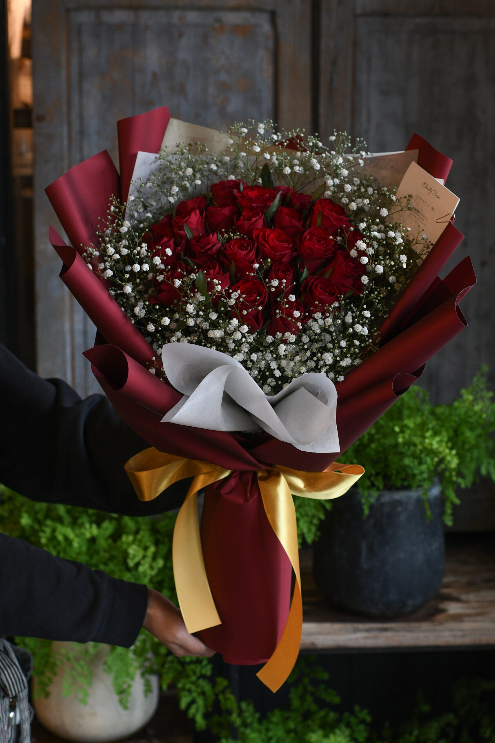 「ボルドーレッド×赤薔薇」プロポーズリングドレスブーケ