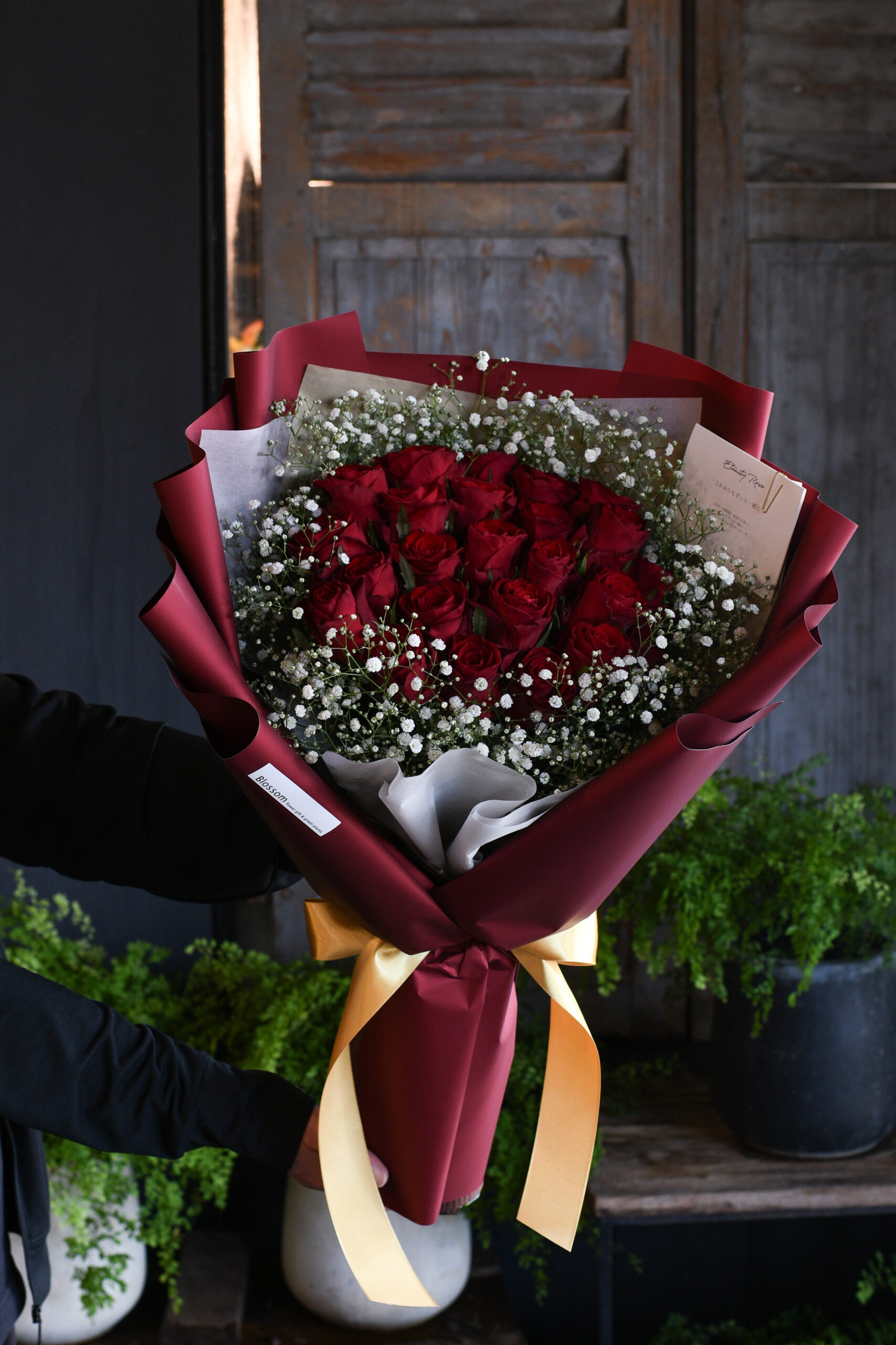 「ボルドーレッド×赤薔薇」プロポーズリングドレスブーケ